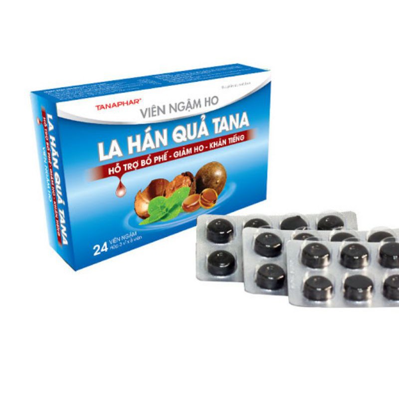 Viên Ngậm La Hán Quả Tana Hỗ Trợ Giảm Ho & Đau Họng (Hộp 24 Viên)