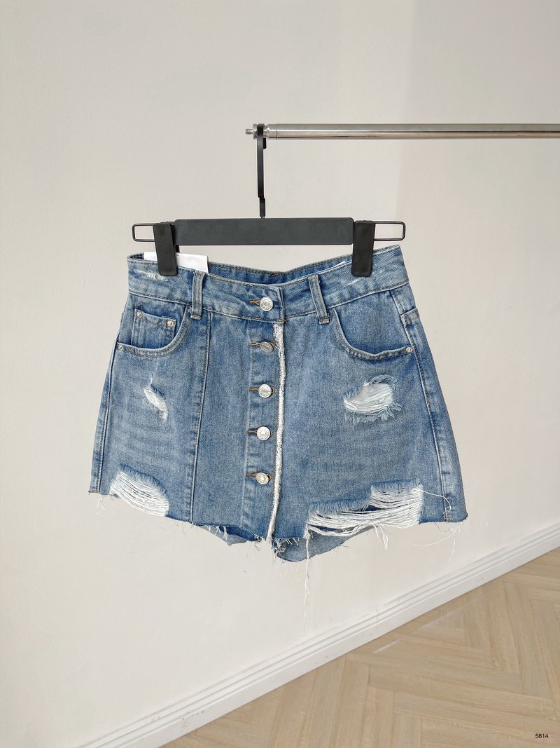 Quần short nữ, quần short denim giả chân váy cúc cài 5814