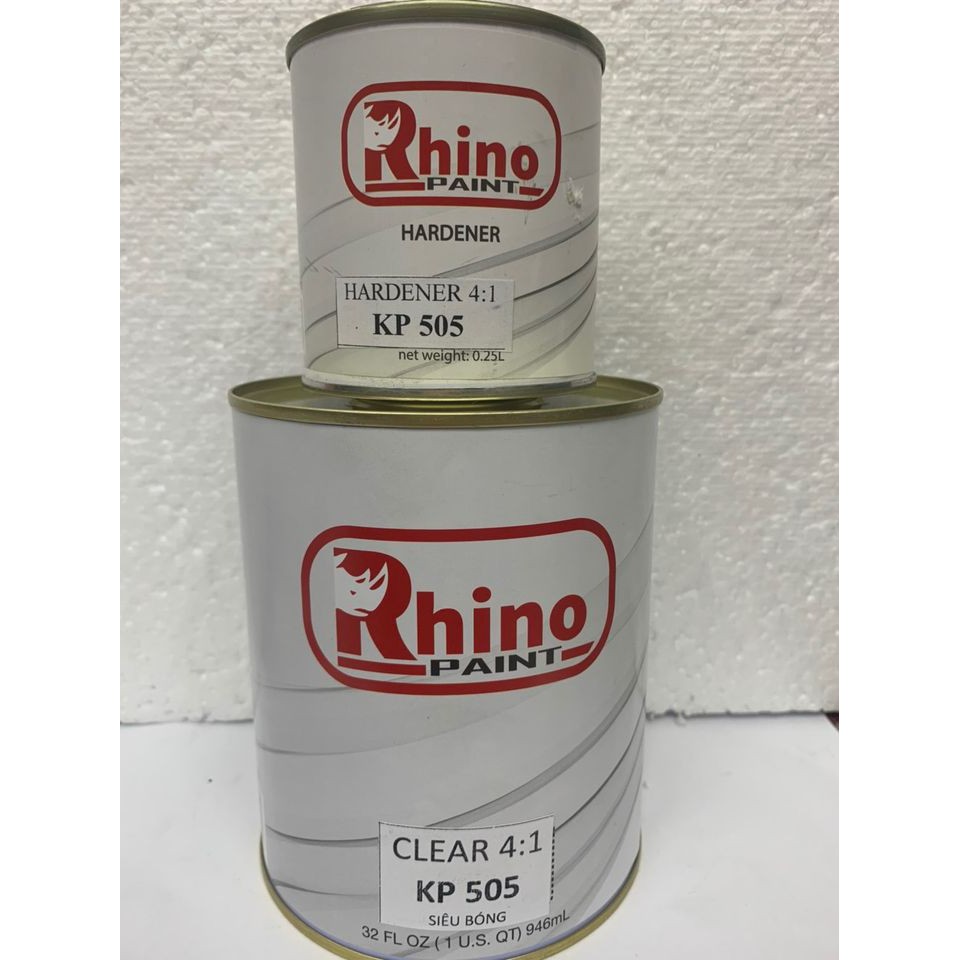 Sơn Bóng 2K Rhino Paint KP505 2 thành phần cao cấp siêu bóng, tự phẳng mặt, chống nắng và kháng tia uv cực cao