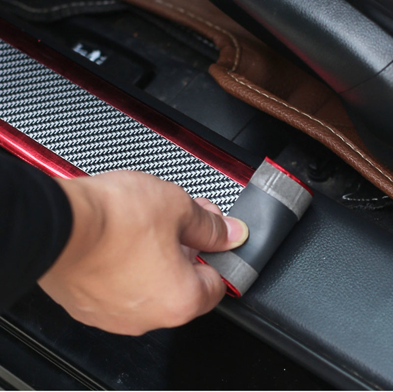 Dây Dán Cao Su Sợi Carbon Chống Trầy Xước Cao Cấp Tự Dán Cho Bệ Cửa Xe Hơi