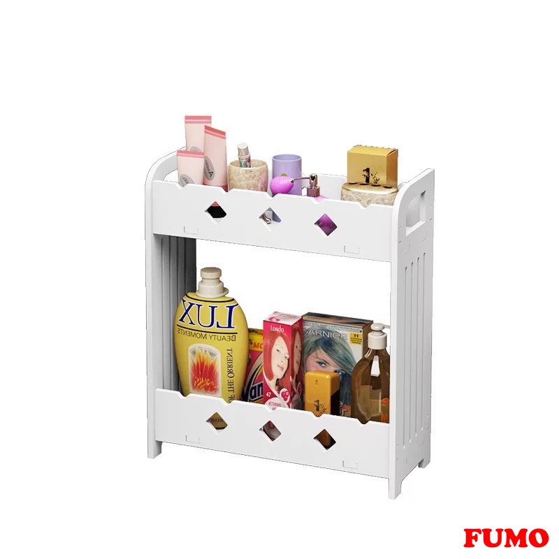 Kệ góc tường 2 tầng kệ nhà tắm đa năng gỗ PVC cao cấp chống nước FUMO SP026