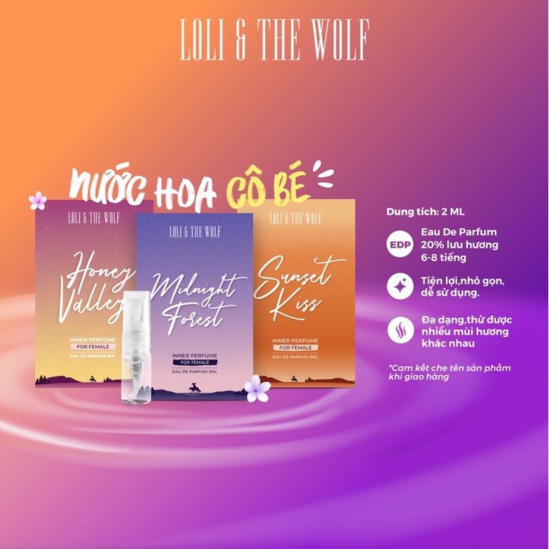 Nước hoa vùng kín nữ lưu hương lâu set 3 chai 2ml dùng thử trải nghiệm - LOLI & THE WOLF