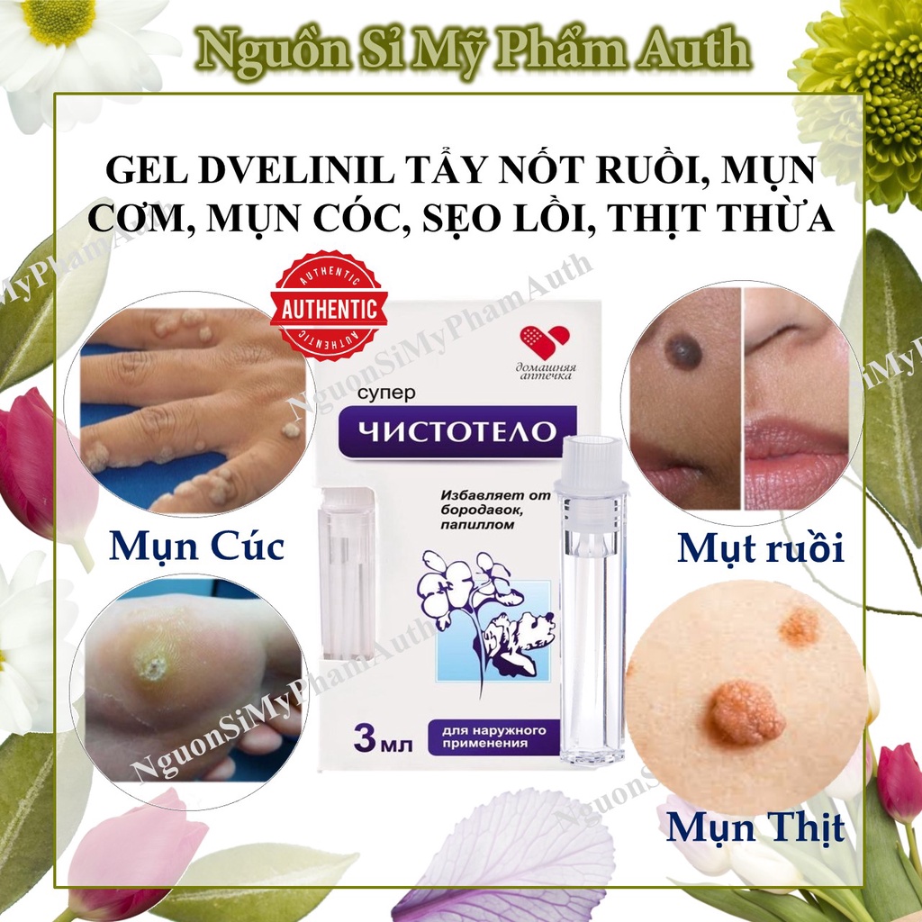 GEL Dvelinil TẨY NỐT RUỒI, MỤN CƠM, MỤN CÓC, SẸO LỒI, THỊT THỪA