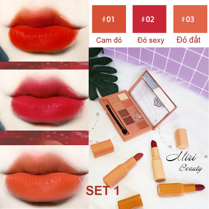 Set trang điểm bảng phấn mắt và 3 màu son HOLDLIVE Chocochoke Pink Sweet Perfect Suit | BigBuy360 - bigbuy360.vn