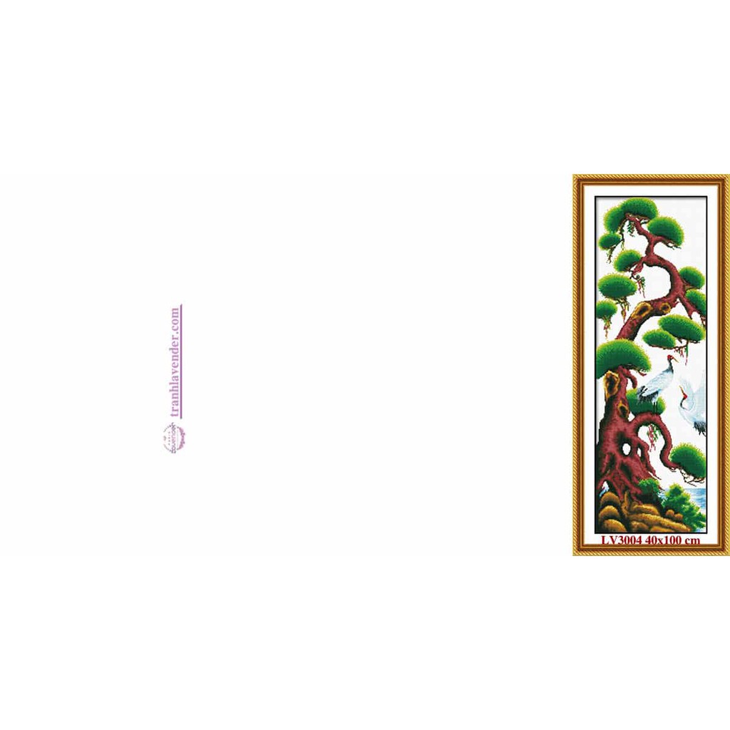 Tranh thêu chữ thập Tứ quý Xuân Hạ Thu Đông - cây Tùng 40x100 cm