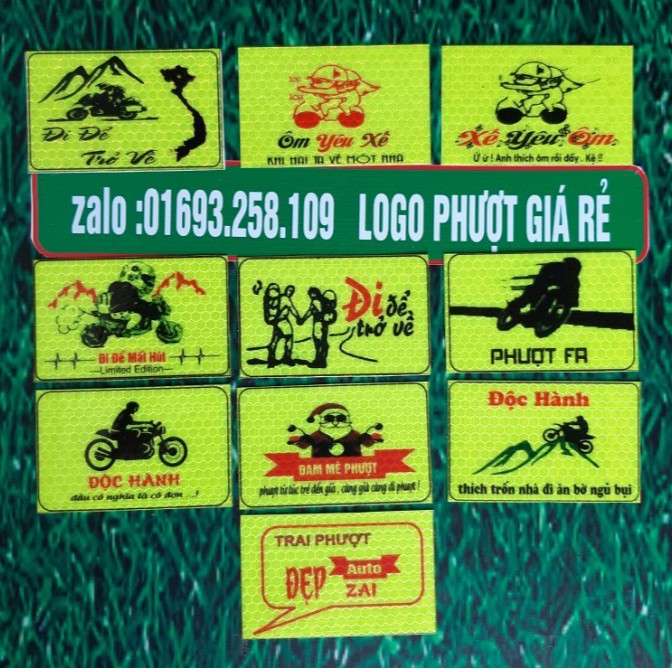 logo phượt combo 10 logo phản quang tem xe