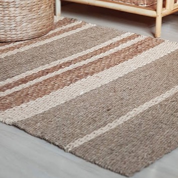 Thảm cói trải sàn phối buông sọc hàng đẹp