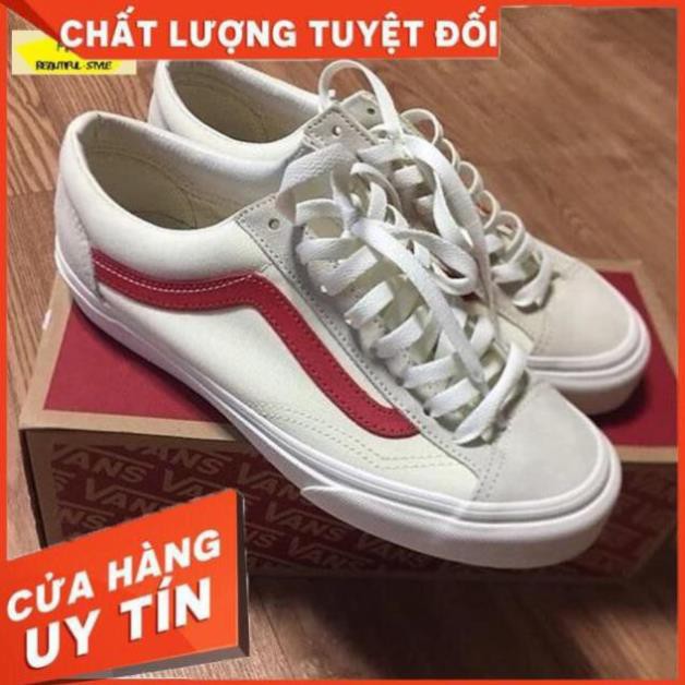 [Hàng Sẵn] ( Full box) giày Vans style old skool trắng vạch đỏ chất lượng 2020 Cao Cấp [ SL  ib ] 👟 :)) ' * ⁶