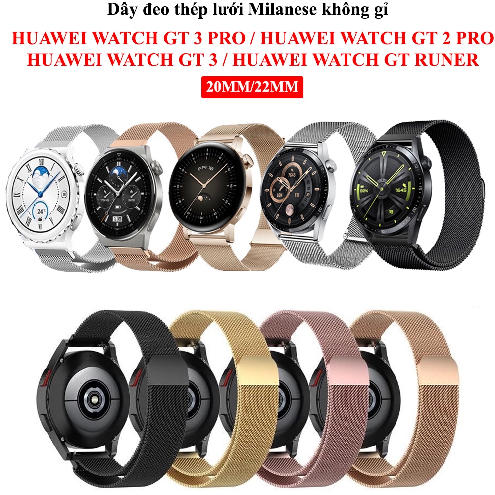 Dây đep thép lưới nam châm Milanese Huawei Watch GT 3 PRO/GT 3/GT2 PRO/GT RUNER