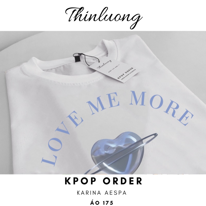 Karina Áo thun love me more cotton cổ tròn dáng croptop