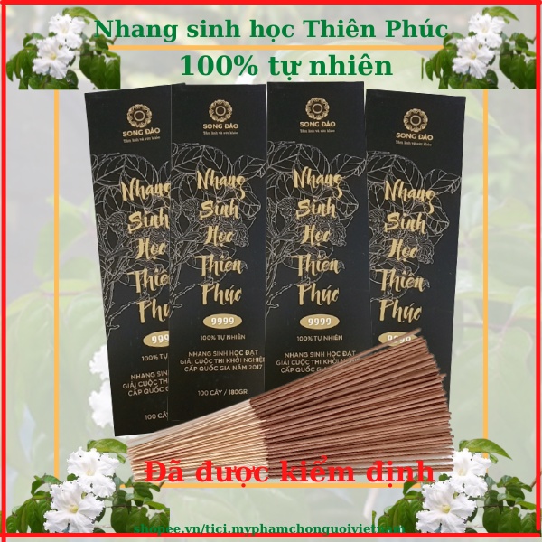 Nhang sinh Học Thiên Phúc - Nhang lá quao 100% tự nhiên, 2 trong 1 thắp thờ cúng & xua muỗi .Combo 4 hộp đẹp