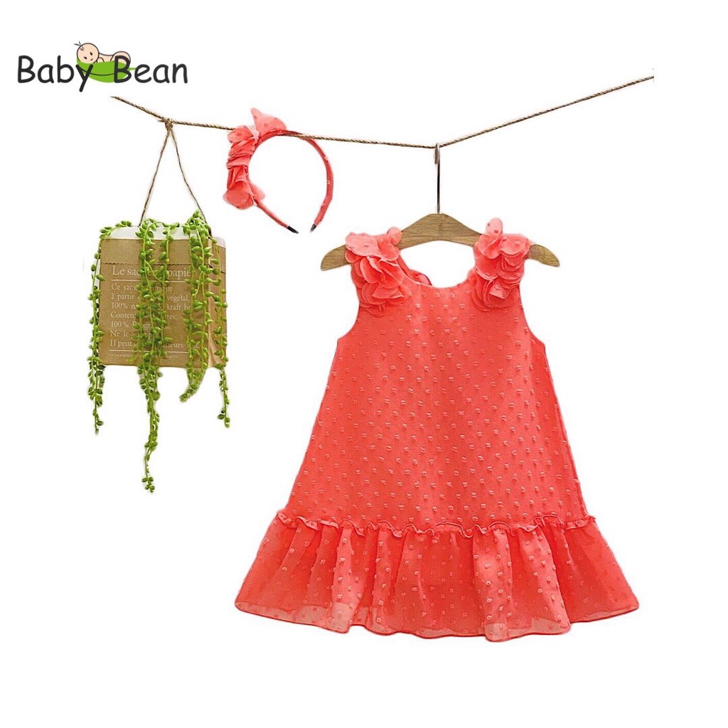 [MÃ THƯƠNG HIỆU UY TÍN Voucher giảm 10%] Đầm Voan Đuôi Cá Kết Hoa Bé Gái BabyBean (Kèm Cài Tóc)