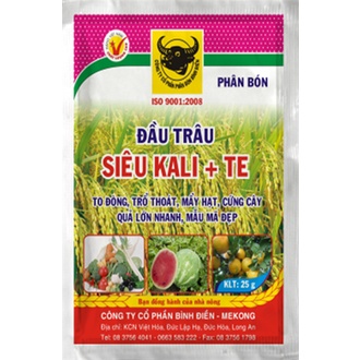 Phân bón Đầu Trâu SIÊU KALI TE 25gram giúp cây ra hoa đều và chịu hạn tốt