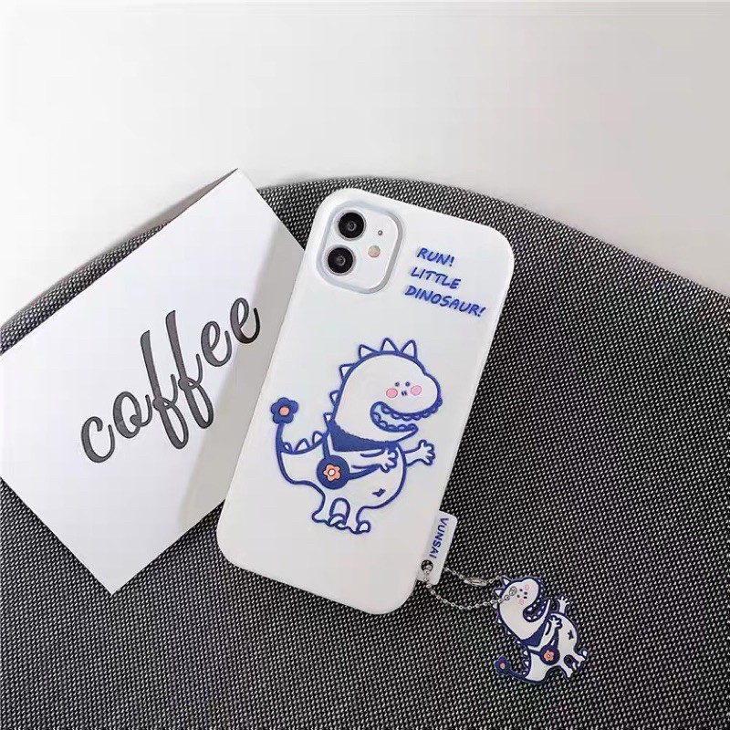 Ốp lưng cho iphone - Ốp khủng long cao su dày dặn kemg móc cute