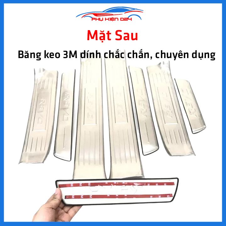 Bộ ốp bậc cửa trong ngoài nẹp bước chân Hilux Revo 2015-2022 Inox chống trầy trang trí xe