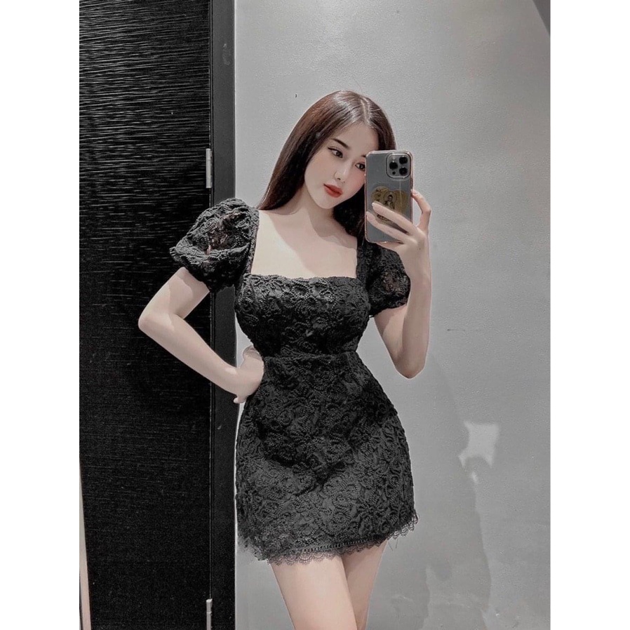 VÁY REN XÒE NGẮN TAY BỒNG CỔ VUÔNG XINH XẮN 050722