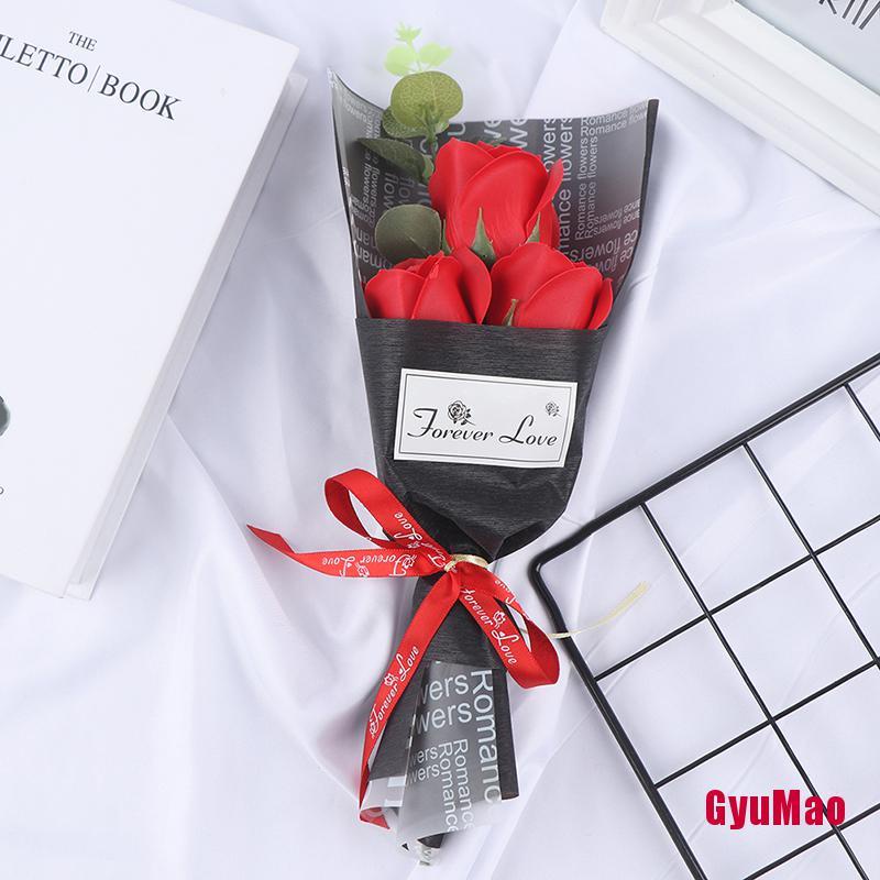 Bó Hoa Hồng Sáp 3 Đầu Dùng Làm Quà Tặng Lễ Tình Nhân