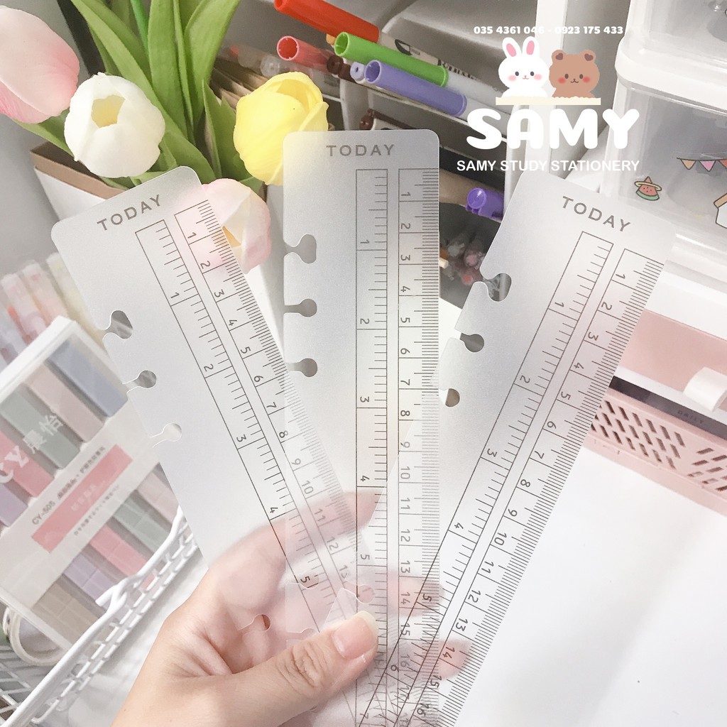 Thước Trong Suốt Gắn Sổ Còng Binder Size A5 6 Lỗ Trang Trí Sổ Tay Planner Bullet Journal