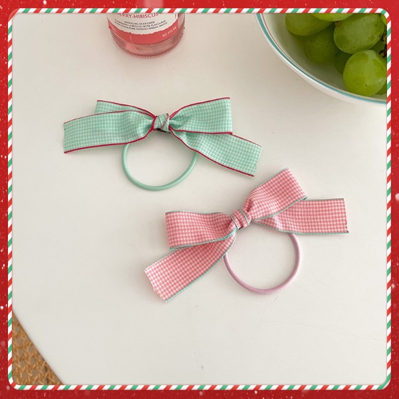 Cột Tóc Buộc Tóc Nơ Caro Màu Pastel LIN