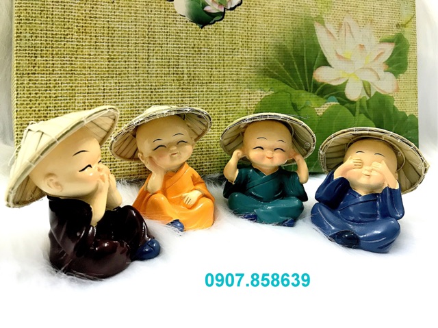 Bộ 4 tượng chú tiểu Tứ Không đội Nón Lá Việt Nam ( Hình Thật -Video Thật) | BigBuy360 - bigbuy360.vn