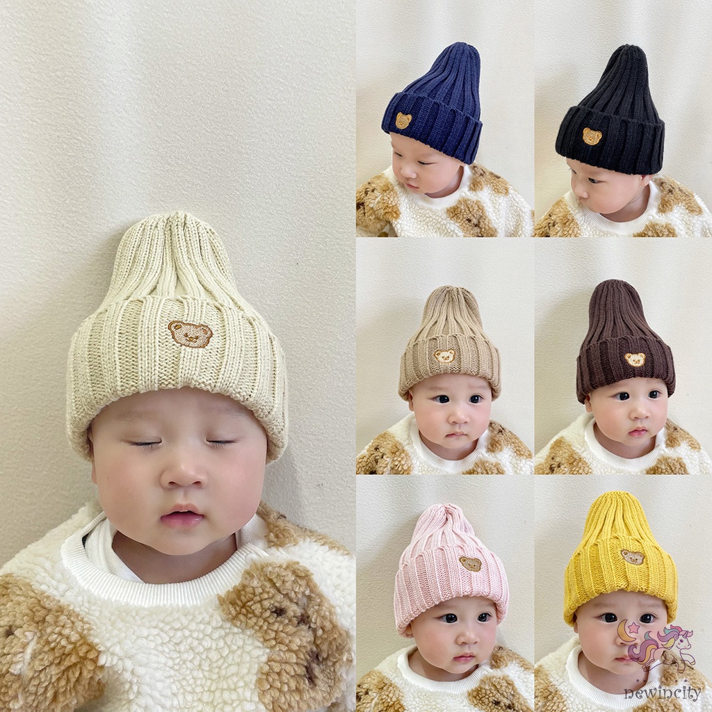 Mũ Beanie Dệt Kim Co Giãn Nhiều Màu Sắc Phong Cách Hàn Quốc Cho Bé Gái