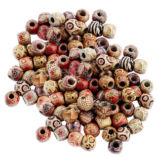 10 hạt gỗ hoạ tiết thổ cẩm size 12mm