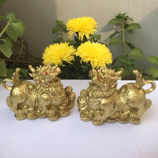 Tỳ hưu phong thủy ,Cặp tỳ hưu màu đồng zize lớn,linh vật phong thủy tài lộc dài 13.5 cm cao 11.5 cm