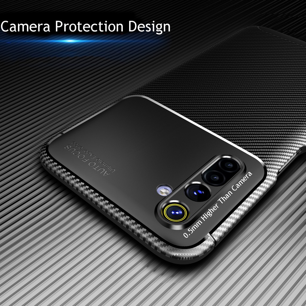 Ốp điện thoại họa tiết sợi carbon mỏng nhẹ chống sốc thời trang cho REALME 6/Pro