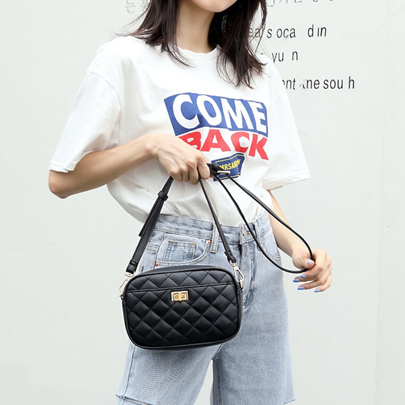 IELGY Túi Đeo Vai Họa Tiết Hình Thoi Thời Trang Cho Nữ