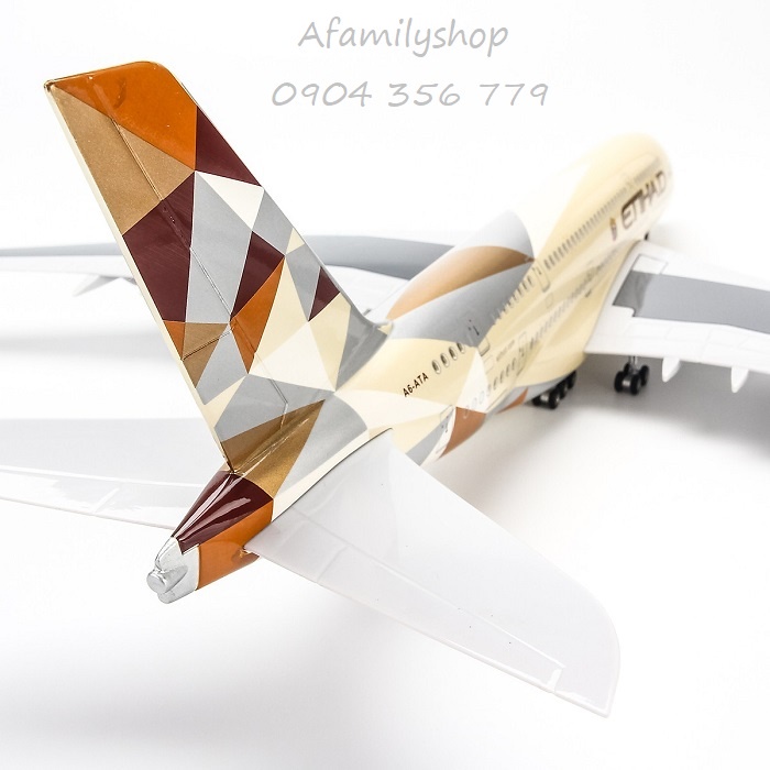 Mô hình máy bay Etihad Airways Airbus A380 có bánh xe và đèn led