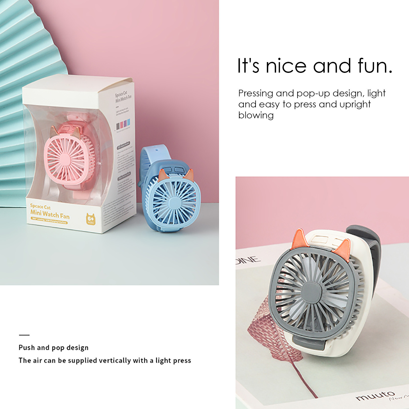 New Creative Children Watch Fan Students Outdoor Portable Mini Handheld Charging Small Fan