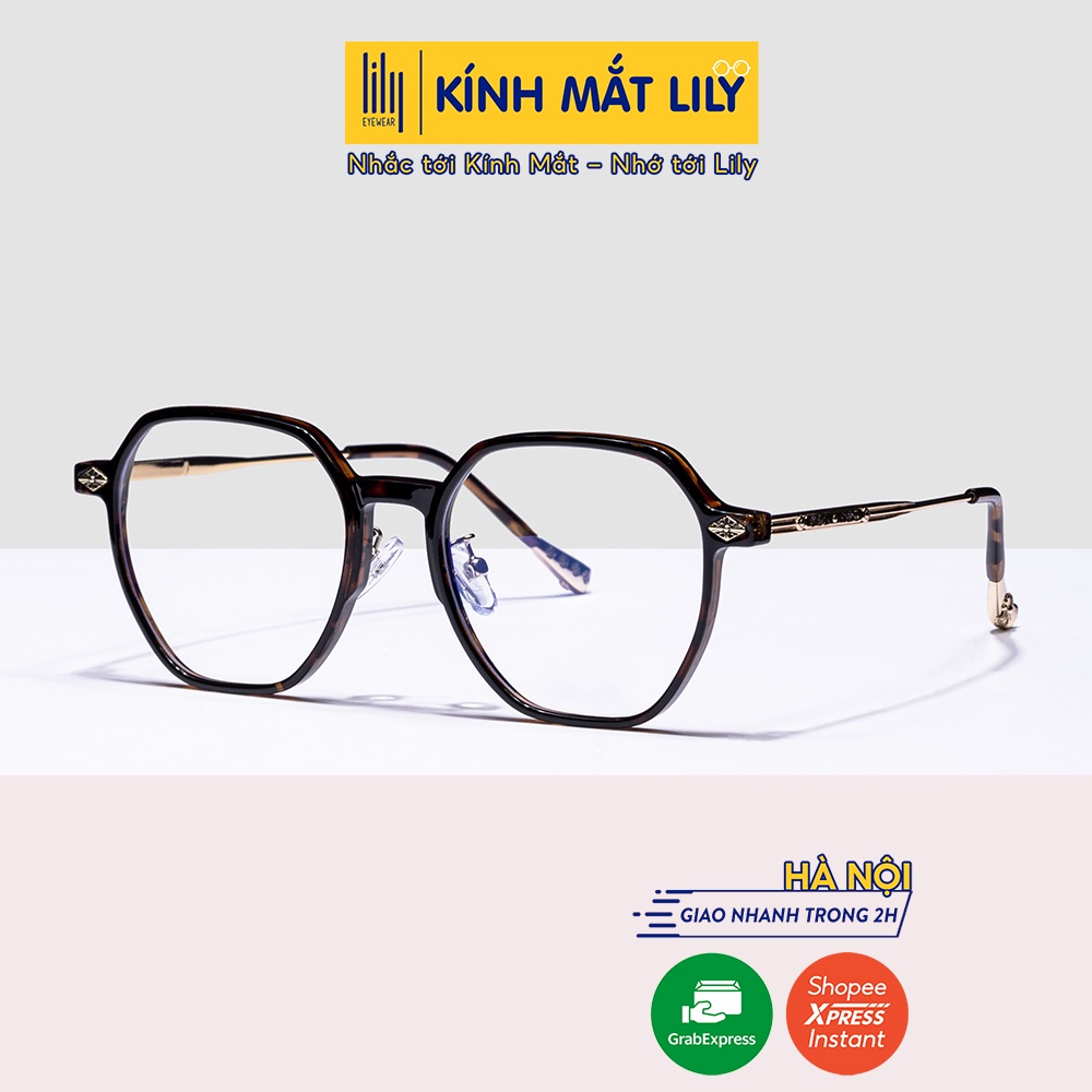 Gọng kính vuông nam nữ LILYEYEWEAR mắt chống ánh sáng xanh thiết kế thời trang 01025