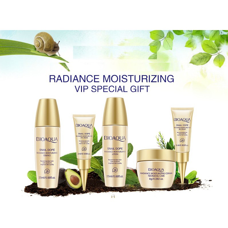 🌈🍓🥝 Full Box Bộ Chăm Sóc Da Ốc Sên Mini 5 Món Bioaqua Radiance Moisturizing Vip Special Gift