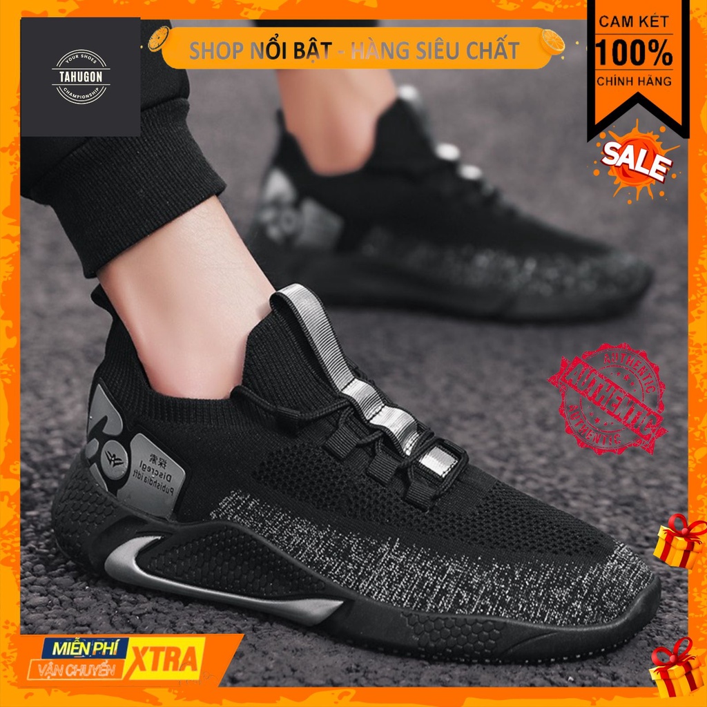 Giày thể thao nam móc xám, vàng Tahugon siêu êm - Giày sneaker nam kiểu dáng sport, tập gym cao cấp  - Mã THGTT04