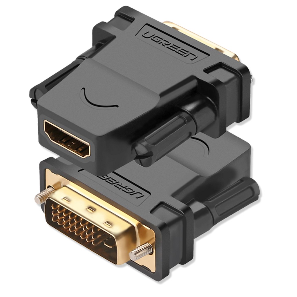 Đầu chuyển đổi DVI-D (24+1) cổng đực sang HDMI cổng cái UGREEN 20124 (màu đen) - Hàng Chính Hãng cao cấp