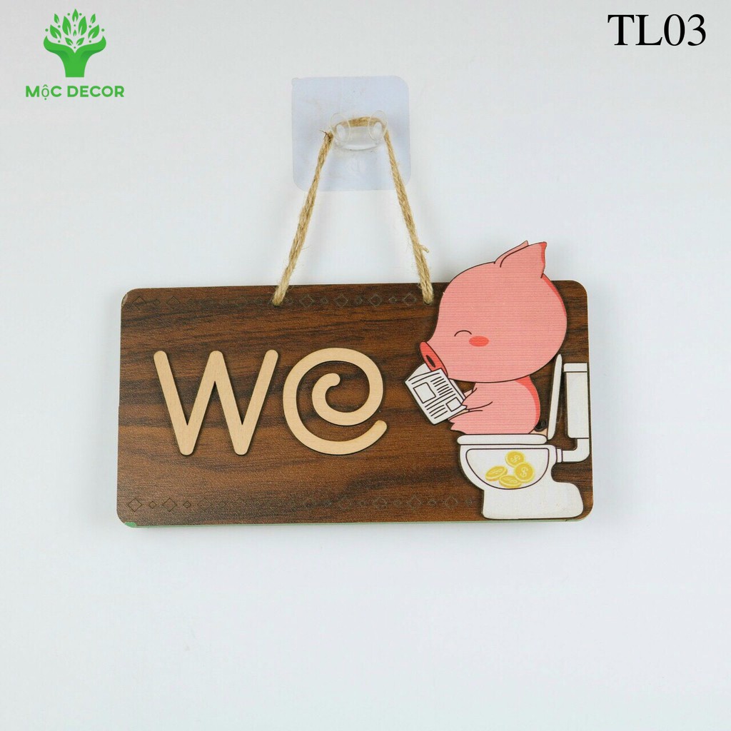 Biển Bảng Gỗ Decor Toilet Trang Trí Treo Cửa Nhà Tắm, Toilet, WC - MỘC DECOR - Mã TL01 (TẶNG KÈM MÓC TREO)