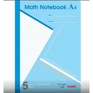 KLONG Sổ Caro 5X5 A4 Math Notebook - 200 trang; MS 298