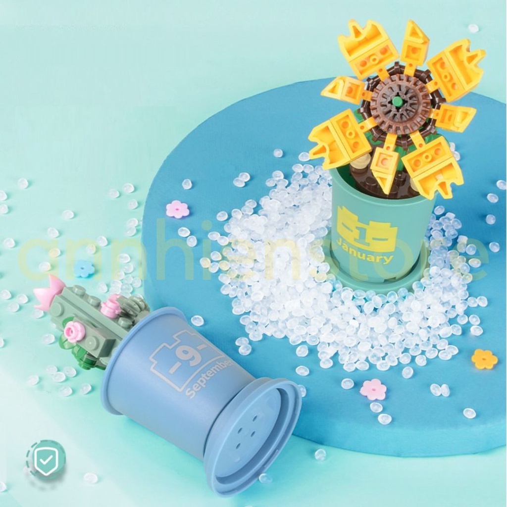 Đồ Chơi Lắp Ráp Chậu Hoa 3d Mini Hướng Dương Xương Rồng Decor Trang Trí Làm Quà Tặng Cho Bé Gái annhienstore