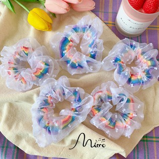 Dây buộc tóc,cột tóc vải scrunchies cầu vồng