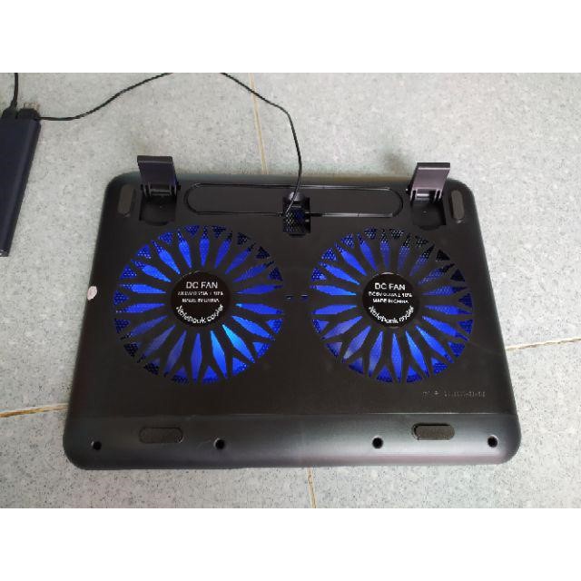 Đế tản nhiệt N66 - 2 Fan, có thể chỉnh nghiên có đèn led sử dụng nguồn USB tiện lợi
