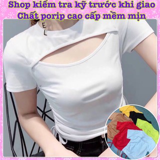 Áo Kiểu Croptop Nữ Xẻ Ngực Sexy Rút Eo Vải Porip Mềm Mịn Cực Đẹp - Ảnh Thật Kèm Video
