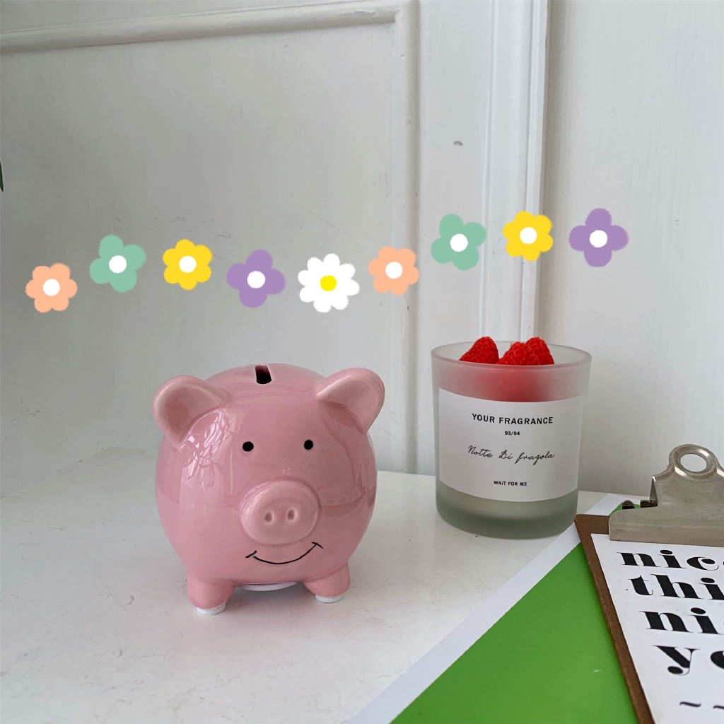 Ống Heo Tiết Kiệm Mini Bằng Gốm Màu Hồng Dễ Thương Dùng Làm Quà Tặng Sinh Nhật