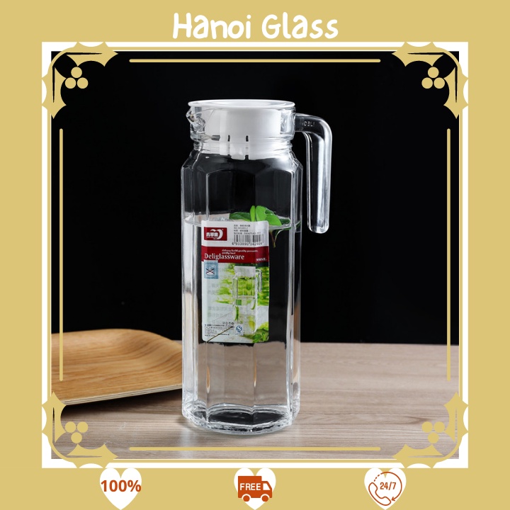 Bình thuỷ tinh 😍 1100ml 😍 nắp nhựa tay cầm đựng nước lọc nước ép dễ dàng vệ sinh [ RẺ VÔ ĐỊCH ]