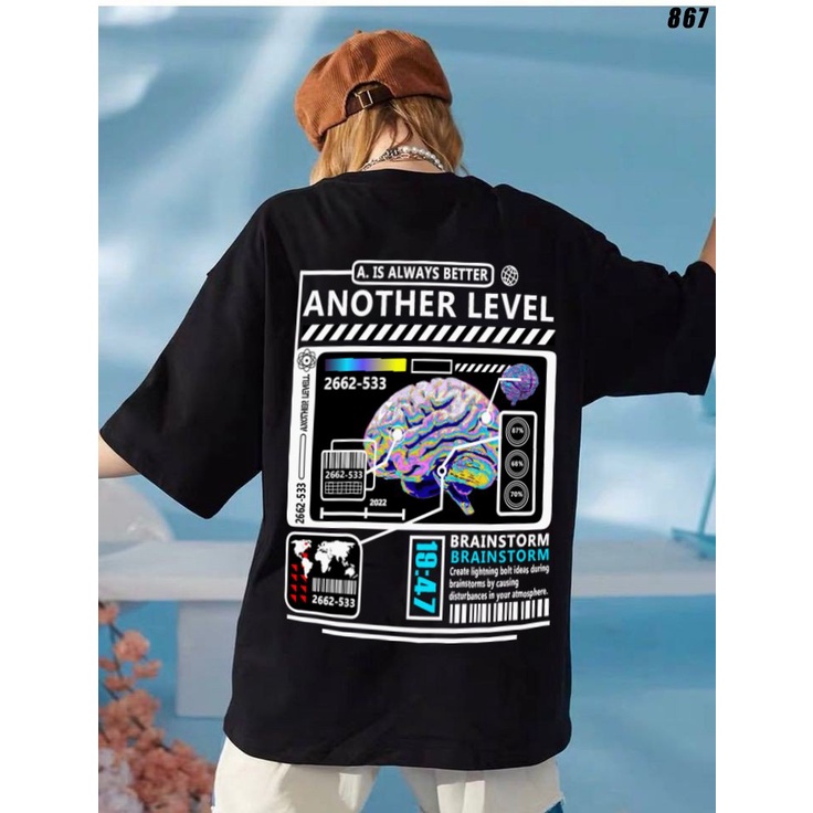 Áo Thun Tay Lỡ Nam nữ Cotton 100 Form Rộng HY KOREA Bộ não Another Level 867.