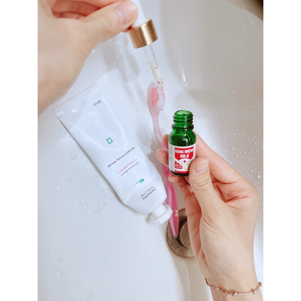 COMBO SIÊU PHẨM Chăm Sóc Răng Miệng- Kem làm trắng răng SOS Teeth+ Tinh Dầu Răng Miệng DR.K+ Bàn chải Dr.B