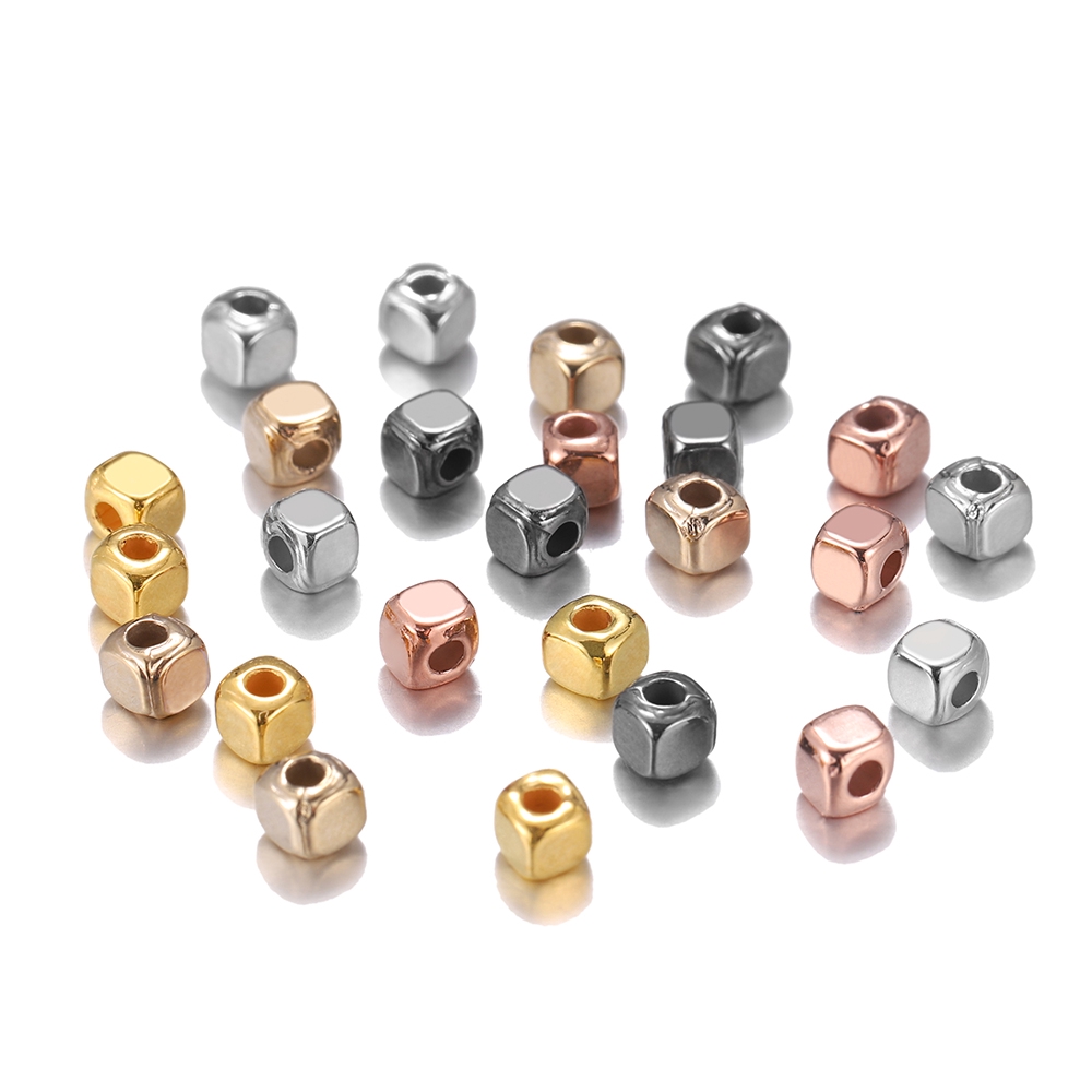 Bộ 300 - 500 hạt vuông bằng nhựa đục lỗ xỏ dây làm vòng đệm trang sức thủ công