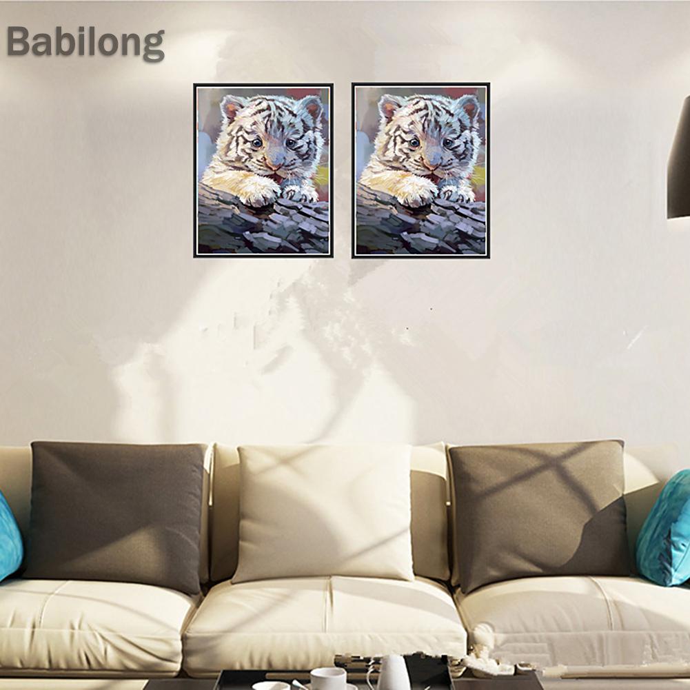 Tranh thêu chữ thập đính đá kim cương 5D DIY hình vẽ hổ con