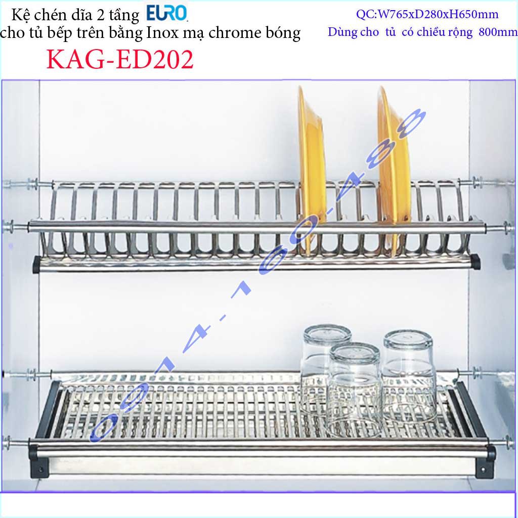 Kệ chén dĩa âm tủ KAG-ED202 - 76.5cm, Kệ chén bát chữ V 2 tầng Euro  76.5cm  khay hứng Inox nước thiết kế đẹp tiện dụng