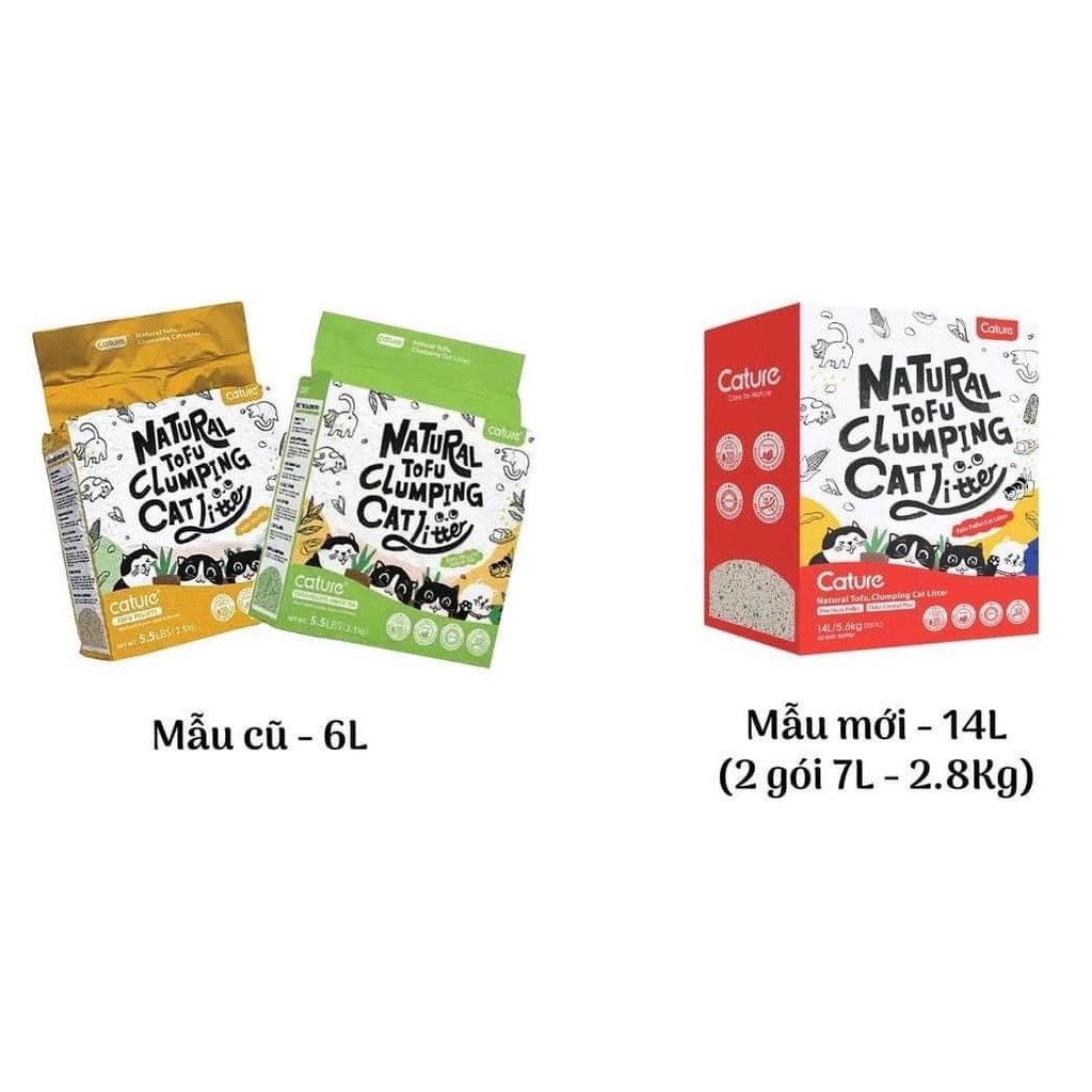 CÁT CATURE ĐẬU NÀNH CAO CẤP KHỬ MÙI CHO MÈO 7L NATURAL TOFU CLUMPING CAT LITTER