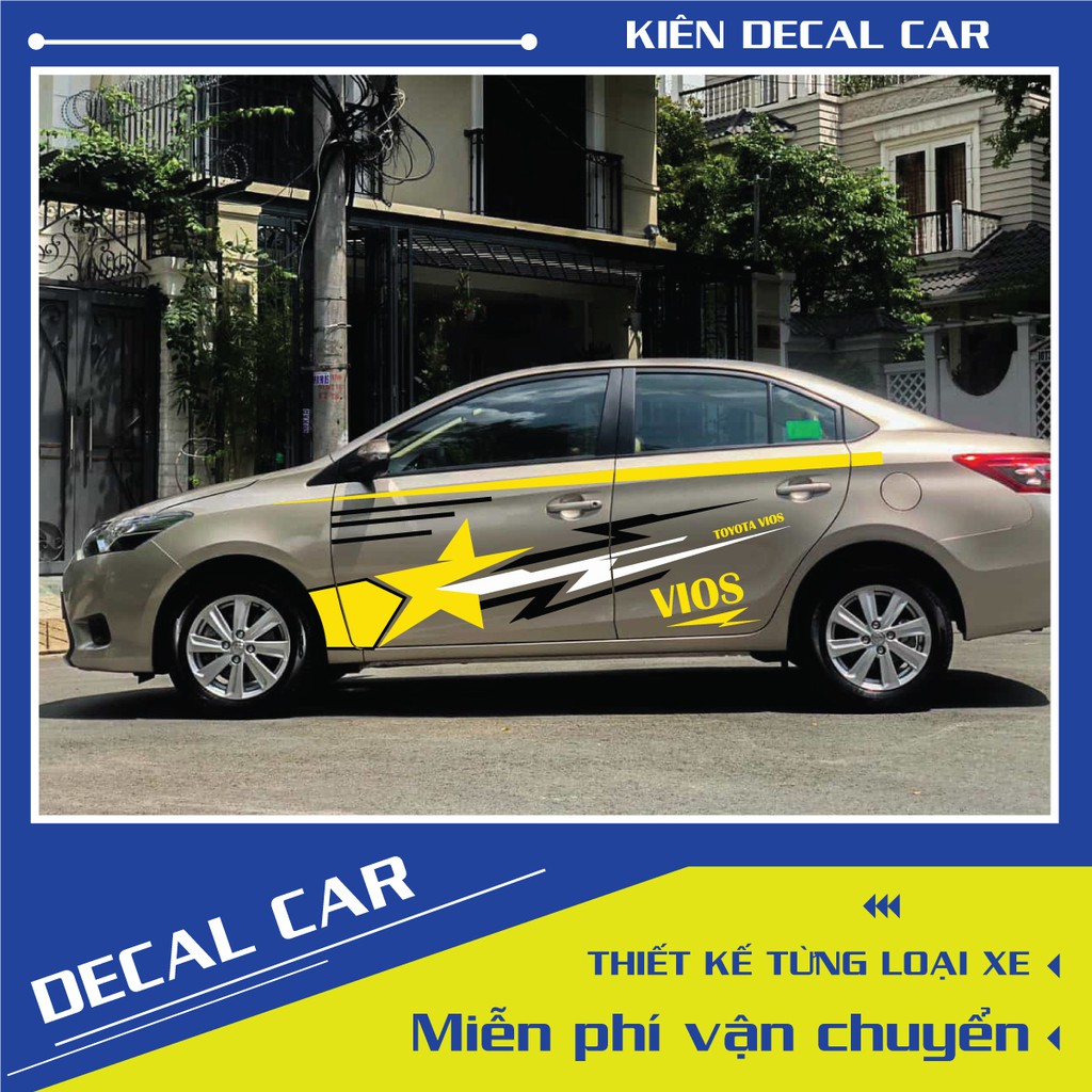 Tem dán xe ô tô Toyota Vios phong cách thể thao-decal VIOS